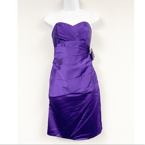 David's Bridal | Dresses | Davids Bridal Purple Stretch Satin Dress ...
